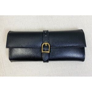 Wolf Designs Black Leather Travel Jewelry Roll